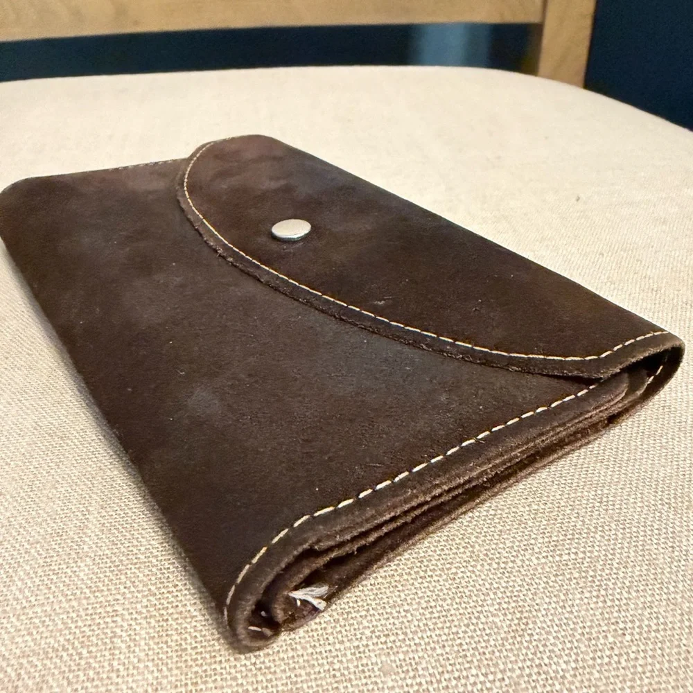 Vintage Dark Brown Suede Wallet
